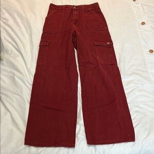 SHEIN Deep Red Utility Trousers